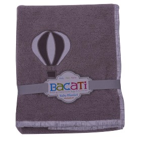 Bacati - Clouds Air Balloon Grey Embroidered Blanket - 1 of 4