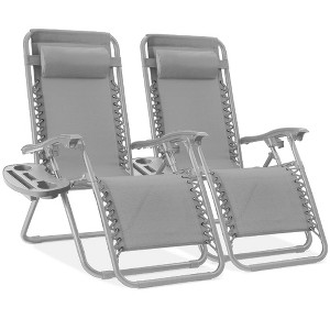 Best Choice Products Set of 2 Zero Gravity Lounge Chair Recliners for Patio, Pool w/ Cup Holder Tray - 1 of 4