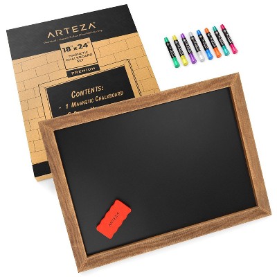 Arteza Chalkboard Set with a 18"x24" Black Magnetic Board, 8 Markers, and a Magnetic Eraser (ARTZ-8915)