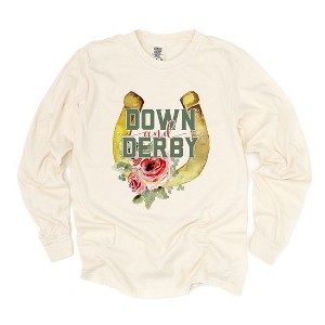 Simply Sage Market Women's Down and Derby Long Sleeve Garment Dyed Tee - 1 of 2
