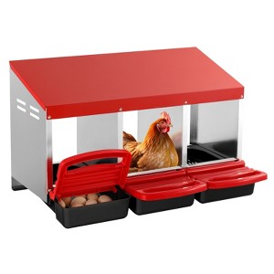 VEVOR Chicken Nest Box, 3-Compartment, 15 to 30 in Stable & Corrosion-Resistant Metal Nesting Boxes with Inclined Nesting Boxes, Bottom Holes - 1 of 4