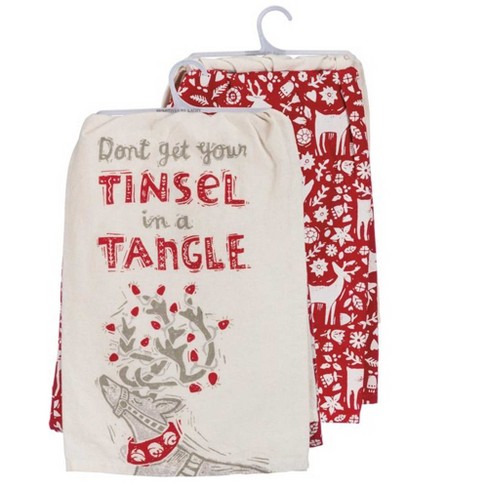Decorative Towel Tinsel Tangle Dish Towels Set/2 - Set Of Two Kitchen Towels  28 Inches - Reindeer - 36158 - Cotton - Multicolored : Target