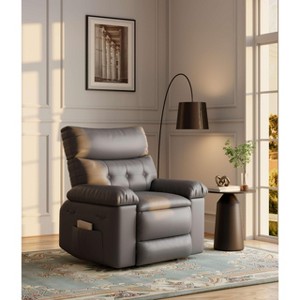 EcoSummer Oversized Recliner Chair, PU Leather Manual Recliner for Adults with Overstuffed Arms & Back, Comfortable Single Sofa for Living Room, Grey - 1 of 4