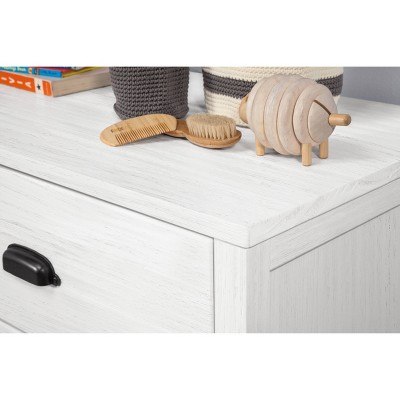 Cottage White Farmhouse Double Dresser with 6 Drawers