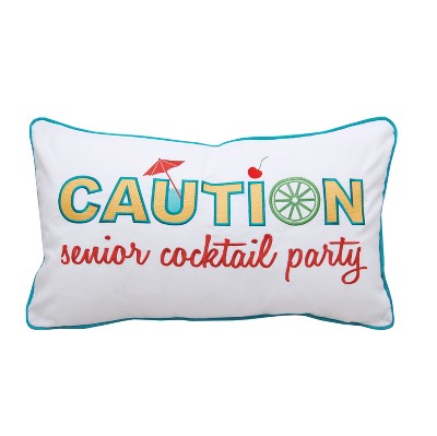 RightSide Designs Caution Senior Cocktail Party Indoor/Outdoor Lumbar Throw Pillow