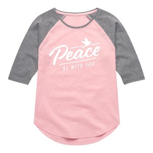 Girls' - Instant Message - Peace Be With You Shirt Tail Raglan Graphic T-shirt - 1 of 4