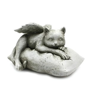 Slickblue Resin Angel Animal Statue, Dog or Cat Memorial Decor, Garden & Indoor Sculpture, Stone Finish, Dog/Cat - 1 of 3