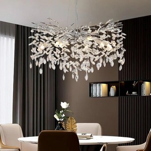 10 - Light 30" Luxury Real Crystal Chandeliers Dimmable Kitchen Island Square - 1 of 4