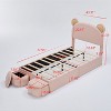 KTMBDW Twin/FUll Upholstered Bed Frame, Cute Girls Bed Princess Platform Bed Frame, Wooden Slats Support, No Box Spring Needed, Pink - 2 of 4