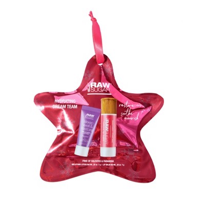 Raw Sugar Ornament Sleep Well & Restore Melatonin Lotion & Natural Lip Balm Watermelon + Fresh Mint - 2pk