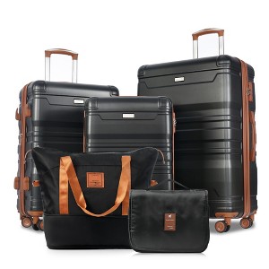 5pcs Suitcase Luggage Sets, PP Lightweight Suitcase with Travel Bag, Expandable Spinner Luggage, ABS Suitcase with Travel Bag And Hanging Toiletry Bag - 1 of 4