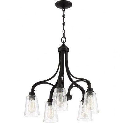 Espresso Nickel 5-Light Chandelier with Clear Bell Shades