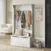 HDZNVF 3-In-1 Entryway Hall Tree with Storage Bench, Distressed White - 2 of 4
