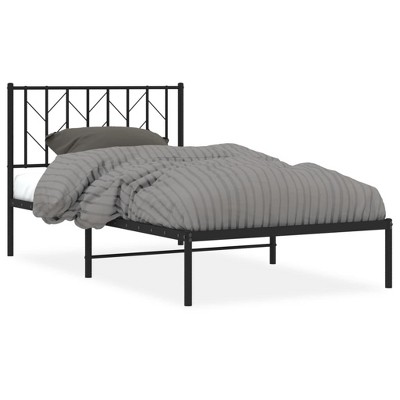vidaXL Steel Bed Frame with Supportive Headboard and Extra Under-Bed Storage Space