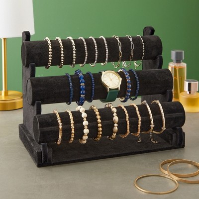 Black Velvet 3-Tier Jewelry Stand Organizer