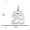 Black Bow Jewelry Sterling Silver, Athletic Collection, Small Polished Number 28 Pendant - 2 of 3