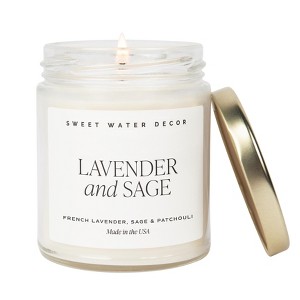 Sweet Water Decor Lavender & Sage 9oz Clear Jar Soy Candle - 1 of 3