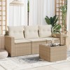 vidaXL Garden Sofa Set Beige PE Rattan, Powder-Coated Steel, Tempered Glass - 2 of 4