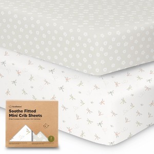 KeaBabies Mini Crib Sheets for Baby Girls, Boys, 2-Pack Soothe Pack and Play Sheets Fitted, Organic Pack N Play Mattress Sheet - 1 of 4