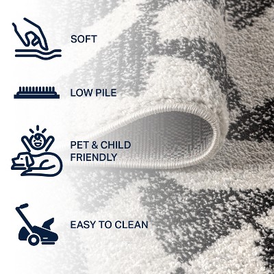 Aisha Cream and Black Synthetic Square Area Rug, 3' Size