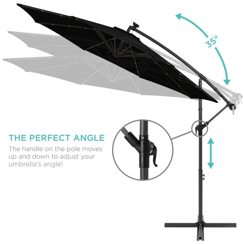 Best Choice Products 10ft Solar LED Offset Hanging Outdoor Market Patio Umbrella w/ Adjustable Tilt, 5 of 9