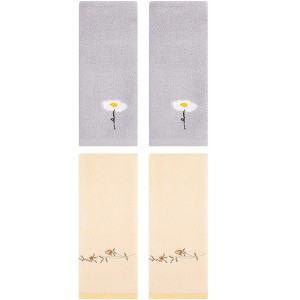 REGALWOVEN 4 Pcs Floral Pattern Cotton Bathroom Hand Towel - 1 of 4