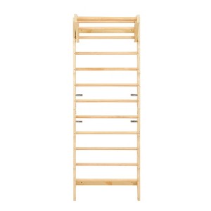 VEVOR Swedish Ladder Wall Gym, 2-in-1 10-Level Indoor Jungle Gym, 220LBS Loading Solid Wood Gymnastic Stall Bars for Kids & Adults, Natural - 1 of 4
