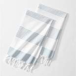 Boho Harper Stripe Knotted Tassel Hand Towels Set of 2 - 16" x 30" - Elrene Home Fashions