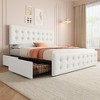 Whizmax Bed Frame with 4 Storage Drawers and Headboard, Faux Leather Upholstered Platform Bed Frame with Wooden Slats Support,  No Box Spring Needed - image 2 of 4