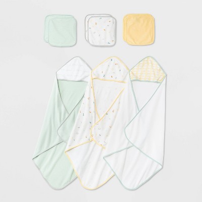 Baby Girls' 9pk 'ABC' Hooded Towel and Washcloth Set - Cloud Island™ Mint