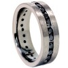 Pompeii3 1 1/10ct Black Diamond Brushed Wedding Mens Eternity Band 14K Black Gold - 3 of 4
