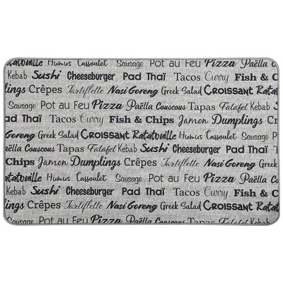 Evideco French Home Goods Writings Print Kitchen Mats - Non-Slip, Washable, Available in Two Sizes