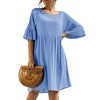 Anna-Kaci Women's Short Sleeve Loose Fit Midi Dress with Ruffle Detail and Side Pockets - 3 of 4