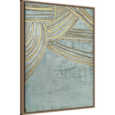 Gold and Blue Abstract Canvas Framed Wall Art