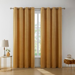 HLC.ME Sawyer Premium Luxurious Lush Velvet Soft Light Filtering Grommet Window Drapery Curtains - Set of 2 - 1 of 4