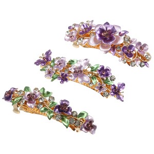 Unique Bargains Women's Rhinestones Hair Clips Accessories Hair Barrettes 3 Pcs - 1 of 4