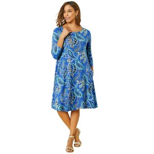 Jessica London Stretch Knit Three-Quarter Sleeve T-Shirt Dress - 1 of 4