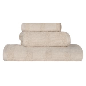 Ribbed Cotton Highly Absorbent Medium Weight Bath Towels, Set of 3 by Blue Nile Mills - 1 of 4