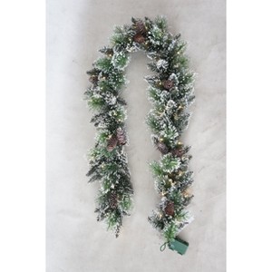 Snow-Covered Multicolored Pine Needle PVC Mixed Front Door Fireplace Christmas Wreath Vine Decoration - 1 of 1