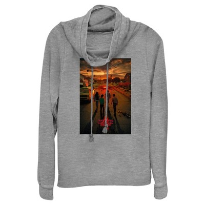 Junior's Stranger Things Apocalypse Poster Cowl Neck Sweatshirt