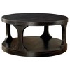 36" Round Coffee Table with Antique Finish and Open Shelf Storage for Transitional Living Room - 2 of 4