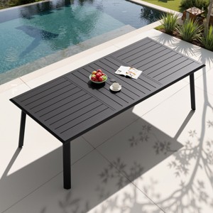 Crestlive Products Patio Outdoor Dining Table, Aluminum Frame with Umbrella Hole Outdoor Furniture Black - 1 of 4