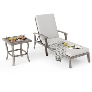 HAPPATIO Aluminum Patio Chaise Lounge, Aluminum Patio Lounge Chair, Pool Lounge Chair with Cushion, Outdoor Chaise Lounge Chair for Deck (Gray) - 1 of 4