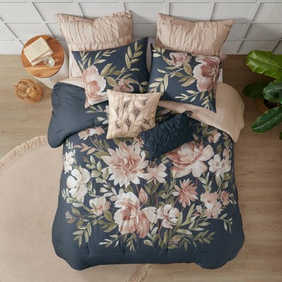 King Eliot 8pc Jacquard Comforter Set - Navy : Target