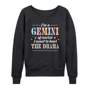 Women's - Instant Message - I'm A Gemini Lightweight French Terry Wide Neck Long Sleeve Graphic Shirt - 1 of 4