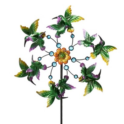 The Lakeside Collection Windspinner Stakes Garden Metallic Butterfly Ladybug And Hummingbird - Hummingbird