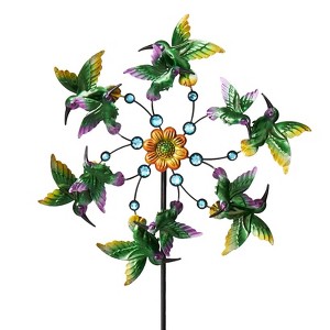 The Lakeside Collection Windspinner Stakes Garden Metallic Butterfly Ladybug And Hummingbird - Hummingbird - 1 of 4