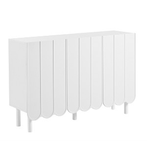 CLIHOME Minimalist Shoe Cabinet, Sideboard Buffet Cabinet with Adjustable Shelves, Large Storage Cabinet with Wave Doors - 1 of 4