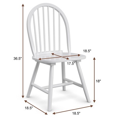 Set of 2 White Wooden Windsor Side Chairs with Slat Back