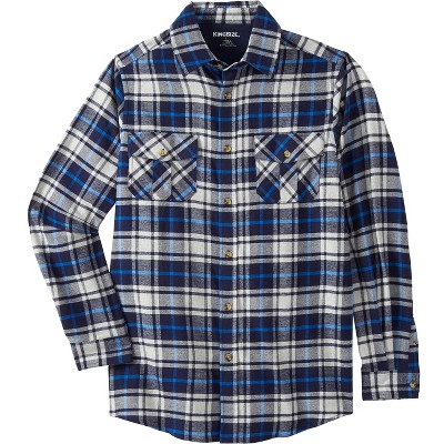 Kingsize Men's Big & Tall Plaid Flannel Shirt - 3xl, Navy Plaid : Target